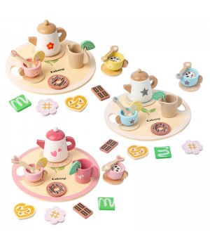 YUCI New Afternoon Tea Set Toy Role Pretend Play Kitchen Toy Wooden Children's Afternoon Tea Puzzle Toys for Girls