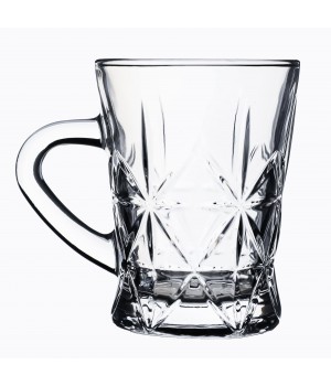 Hot Selling Luxury Small Transparent Embossed Glass Cups For Drinking Tea Or Juice With Handle