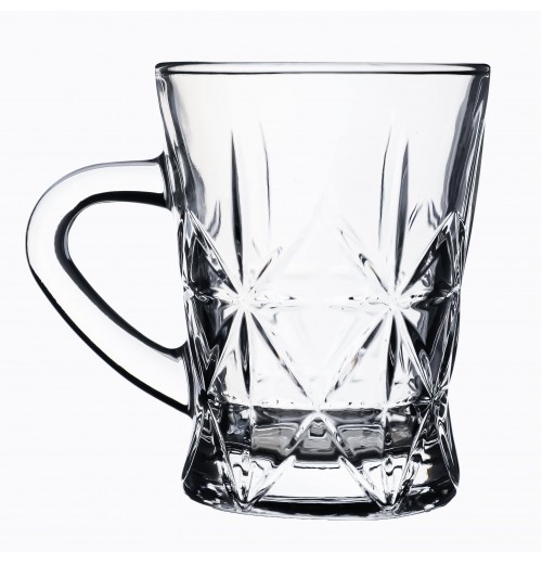 Hot Selling Luxury Small Transparent Embossed Glass Cups For Drinking Tea Or Juice With Handle