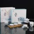 New Chinese Style 10 Piece Set of Water Ink and Green Three Talents Gaiwan Set for Kungfu Tea Ceramic Teacup Set