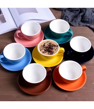 Classic 220ml Ceramic Teacup and Tea Tray Set Simple Design Glass Porcelain Cup for Coffee and Tea Drinkware