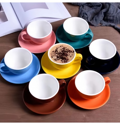 Classic 220ml Ceramic Teacup and Tea Tray Set Simple Design Glass Porcelain Cup for Coffee and Tea Drinkware