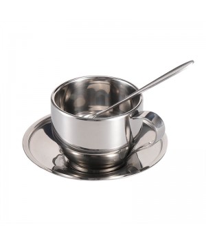 Exquisite Coffee Cup Set with Double Walls and Spoon Stainless Steel Cup for Coffee Tea Cup