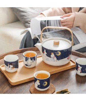 Moomin Authorized 6-Piece Porcelain Tray Set Modern Winter Snow Series Design Strictly Selected Afternoon Tea Coffee Saucer Gift