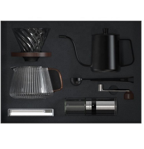 Premium Box Outdoor Travel Drip Coffee Coffee Set Gifts Set With Manual Coffee Grinder Filter Kettle Pot Scale Spoon