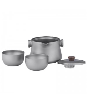 Titanium tea cup set Double-Layer Tea Maker Lightweight Outdoor Camping Portable Tea pot