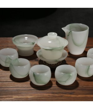 Factory Direct Sale: Jade Porcelain Tea Set, Jade Crystal Kung Fu Tea Set